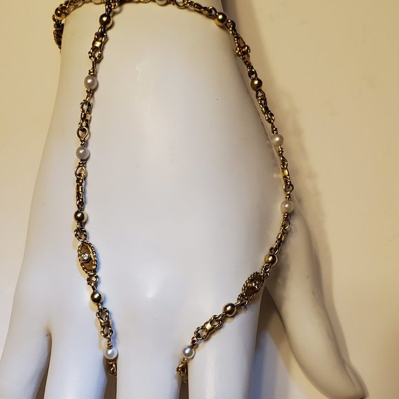 18K GOLD DIAMOND & PEARL NECKLACE. - Picture 6 of 11